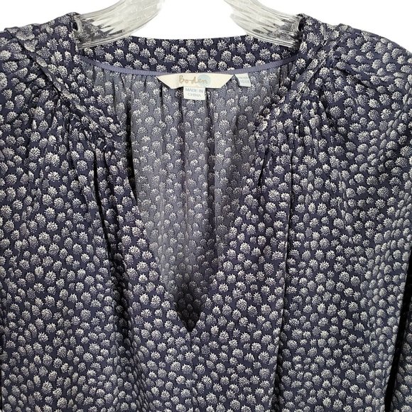 Boden Size 12 12R Blouse Peasant Boho Puff Sleeve Ribbon Tie Keyhole Blouson - Picture 6 of 7